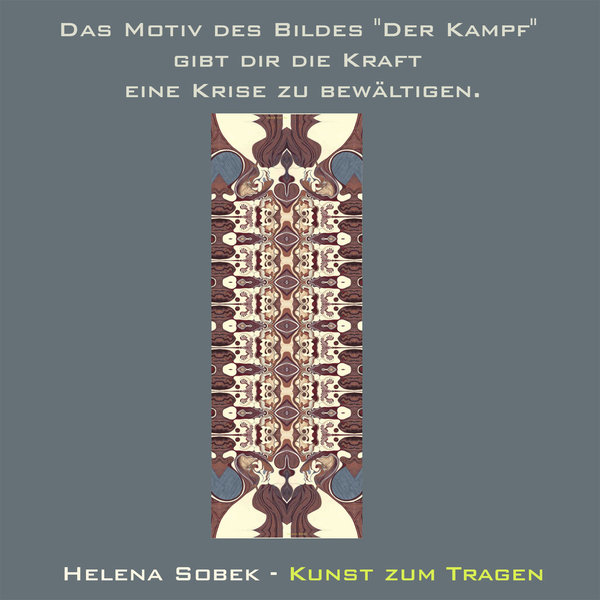 Ausgefallener Designer-Wollschal Unikat für Herren "Der Kampf" 70 x 200 cm. Kunst zum Tragen.
